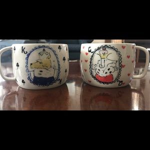 Anthropologie King ♣️and Queen ❤️ Mugs NEW!